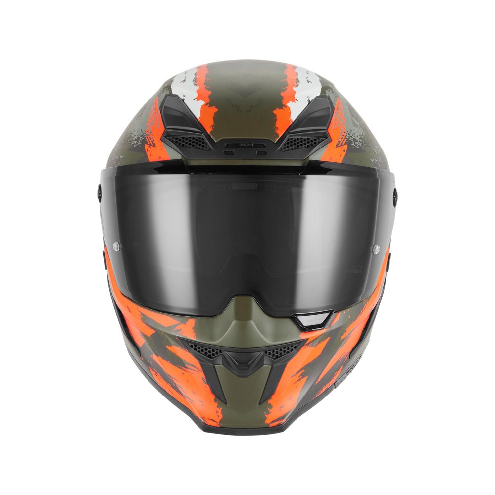 Casque Intégral Goliath Cut'D Kaki Mat/Orange — EXKLUSIV - LE PRATIQUE DU MOTARD
