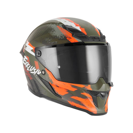 Casque Intégral Goliath Cut'D Kaki Mat/Orange — EXKLUSIV - LE PRATIQUE DU MOTARD