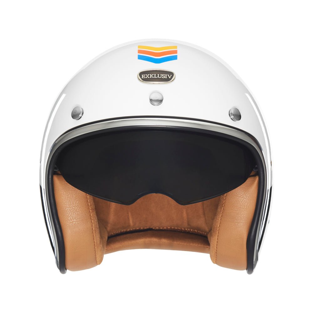 Casque Jet Volt Liner Blanc/Bleu/Orange/Jaune — EXKLUSIV - LE PRATIQUE DU MOTARD