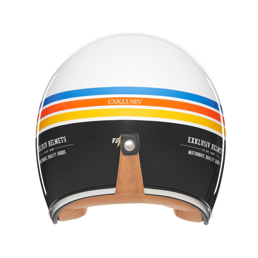 Casque Jet Volt Liner Blanc/Bleu/Orange/Jaune — EXKLUSIV - LE PRATIQUE DU MOTARD