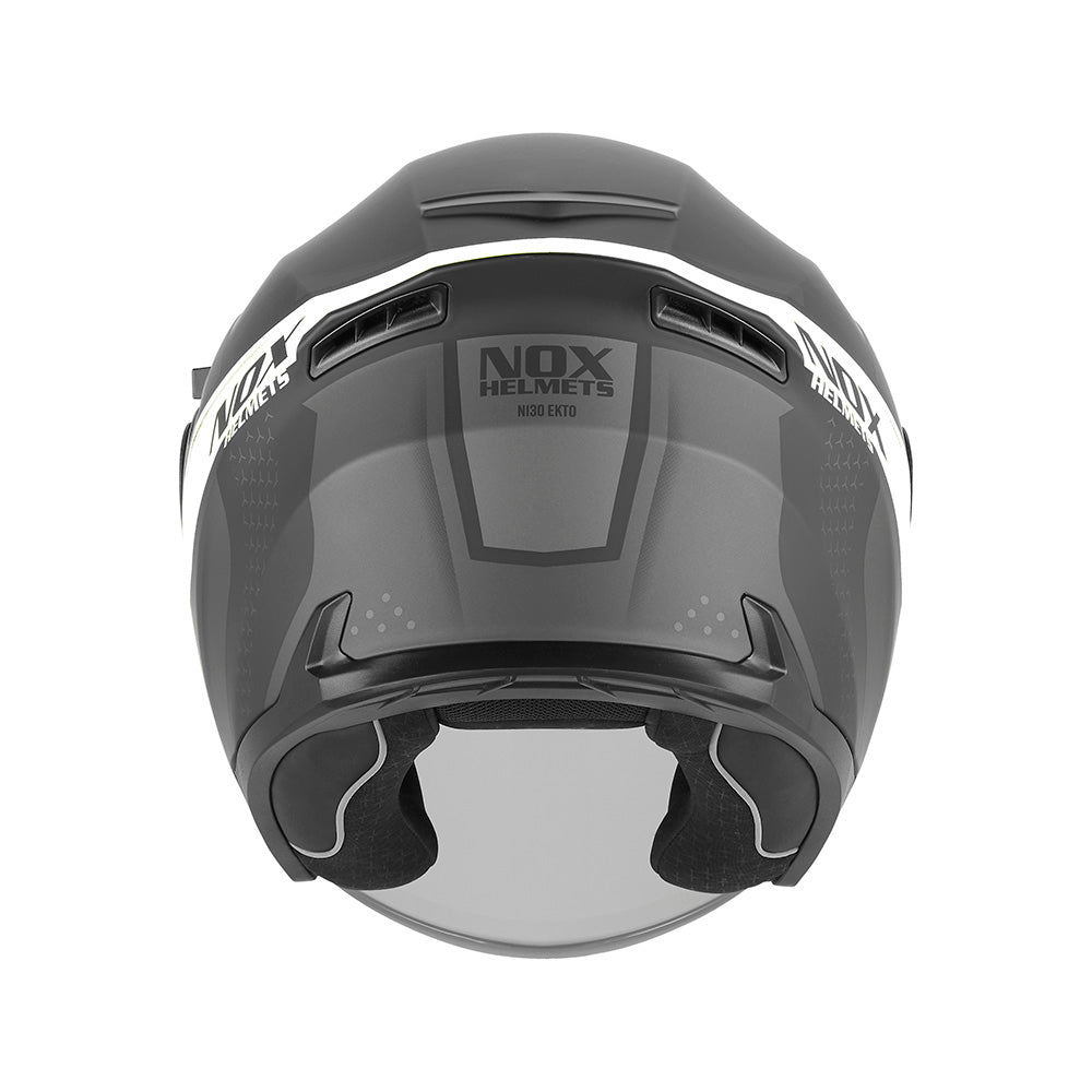 Casque Moto Jet N130 Ekto Noir Mat Blanc | NOX - LE PRATIQUE DU MOTARD