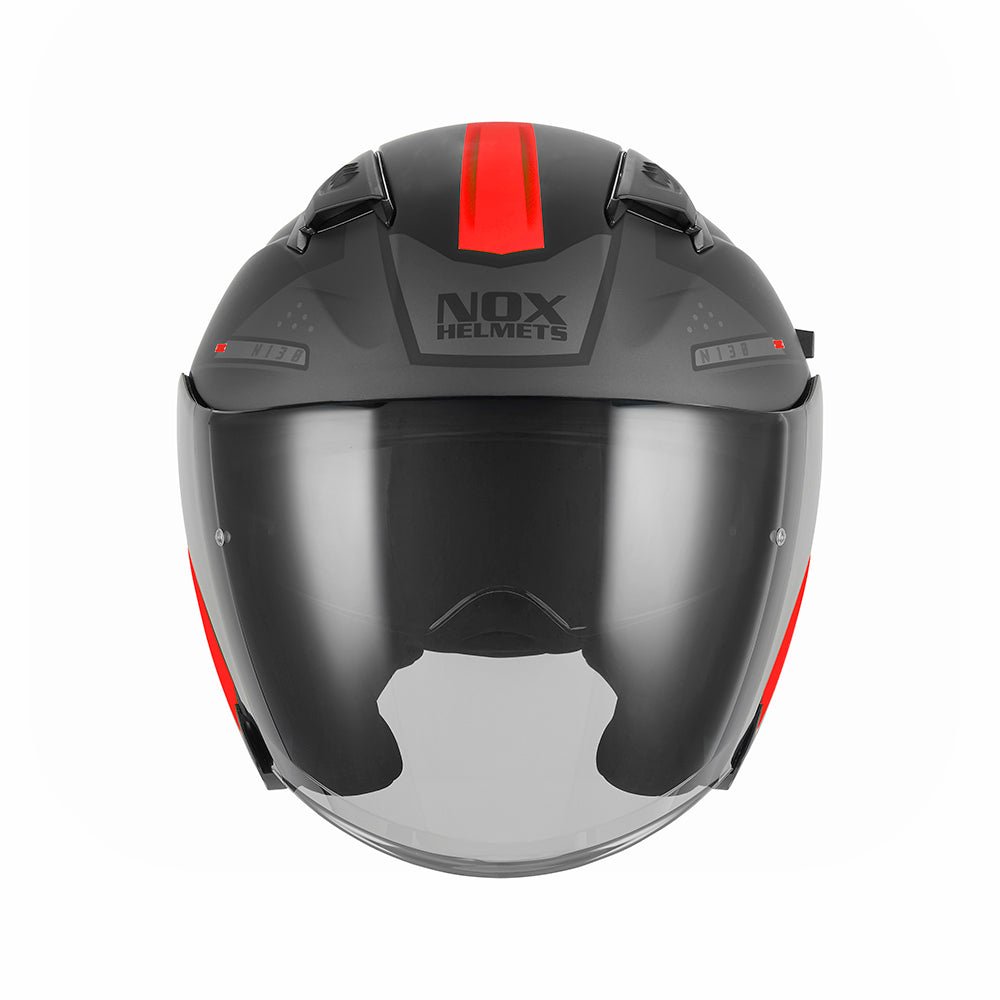 Casque Moto Jet N130 Ekto Noir Mat Rouge | NOX - LE PRATIQUE DU MOTARD