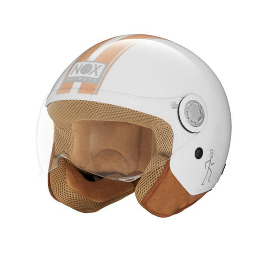 Casque Moto Jet N210 EVO Blanc Orange Pastel | NOX - LE PRATIQUE DU MOTARD