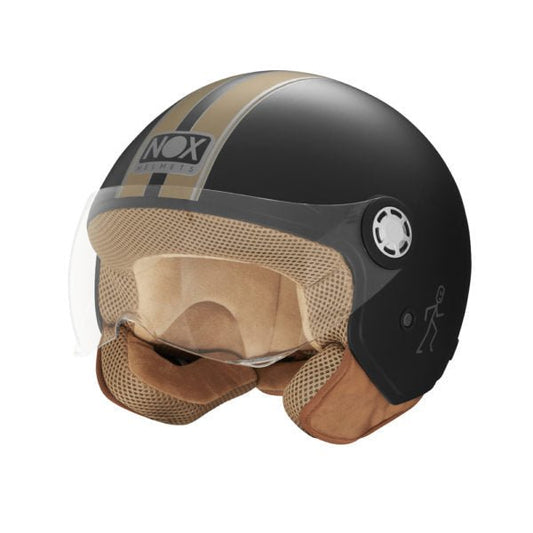 Casque Moto Jet N210 EVO Noir Mat Or | NOX - LE PRATIQUE DU MOTARD