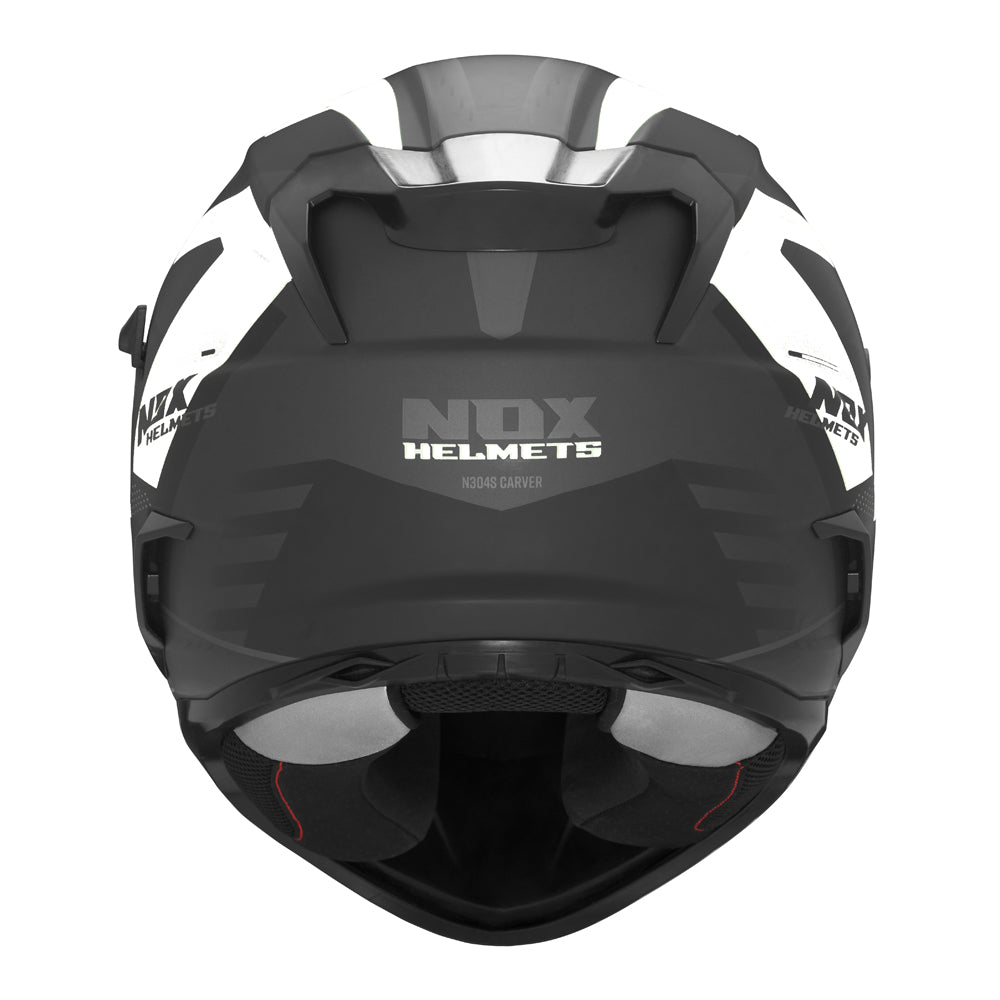 Casque Moto Intégral N304S Carver Noir Mat Blanc | NOX - LE PRATIQUE DU MOTARD