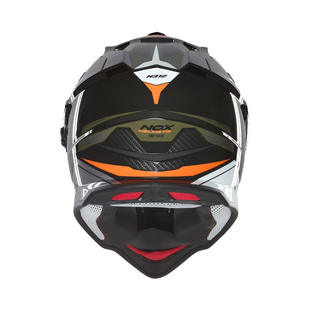 Casque Moto Cross N312 Track Kaki Mat Orange | NOX - LE PRATIQUE DU MOTARD