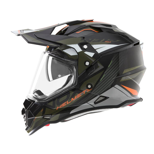 Casque Moto Cross N312 Track Kaki Mat Orange | NOX - LE PRATIQUE DU MOTARD