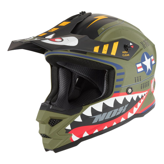 Casque Moto Cross Enfant N761 Fly Fighter Kaki Mat | NOX - LE PRATIQUE DU MOTARD