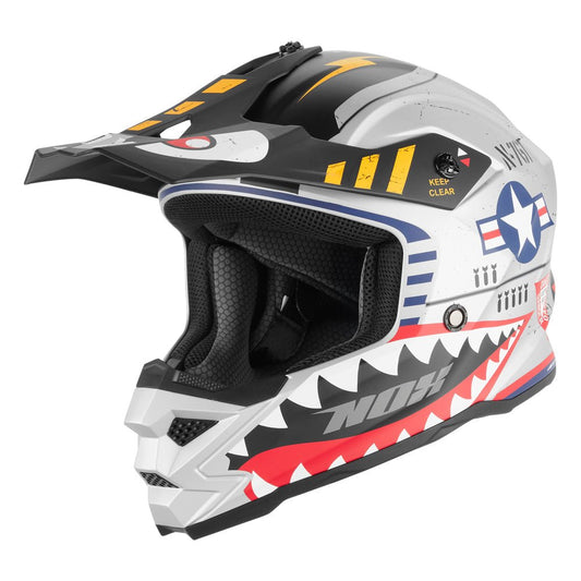 Casque Moto Cross Enfant N761 Fly Fighter Argent Mat | NOX - LE PRATIQUE DU MOTARD
