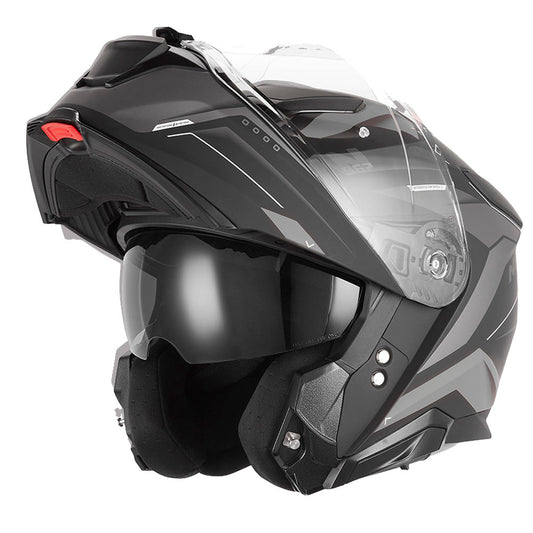 Casque Moto Modulable N967 Conquer Noir Mat Argent | NOX - LE PRATIQUE DU MOTARD