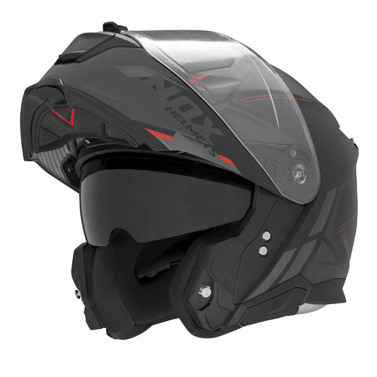 Casque Moto Modulable N967 Synchro Noir Mat Rouge | NOX - LE PRATIQUE DU MOTARD