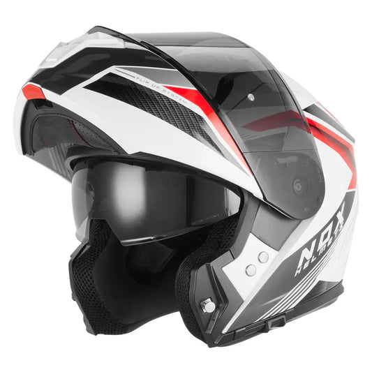 Casque Moto Modulable N968 Shift Blanc Rouge | NOX - LE PRATIQUE DU MOTARD