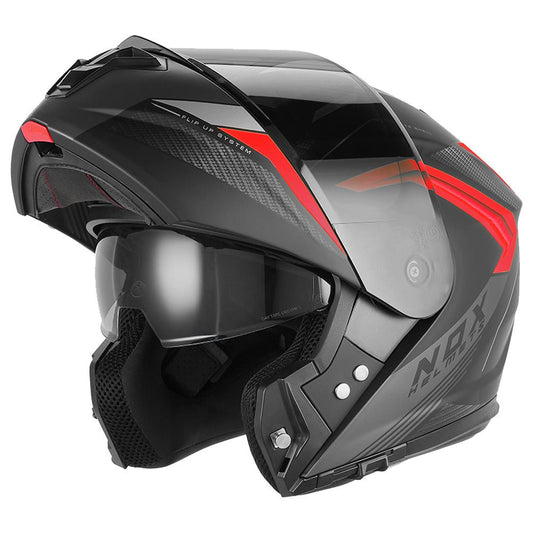 Casque Moto Modulable N968 Shift Noir Mat Rouge | NOX - LE PRATIQUE DU MOTARD