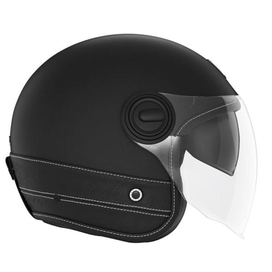 Casque Moto Jet Heritage Noir Mat Cuir Noir | NOX - LE PRATIQUE DU MOTARD