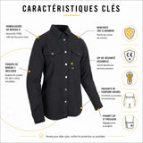 Veste Surchemise Moto Femme Noire — Aramide & Protections CE | VALA™