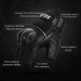 Gants Moto Mitaine Cuir | Coque Carbone 3D & Grip Pro - LE PRATIQUE DU MOTARD