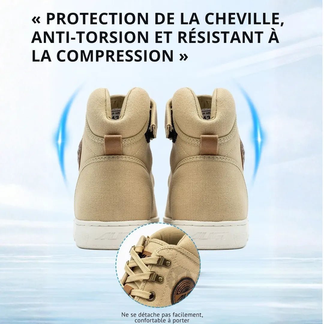 Basket Moto Vintage en Toile avec Semelle Blindée | AUGI HERITAGE™ - LE PRATIQUE DU MOTARD