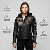 Blouson cuir moto femme cafe racer | LEGENDARY 58™ Noir - LE PRATIQUE DU MOTARD