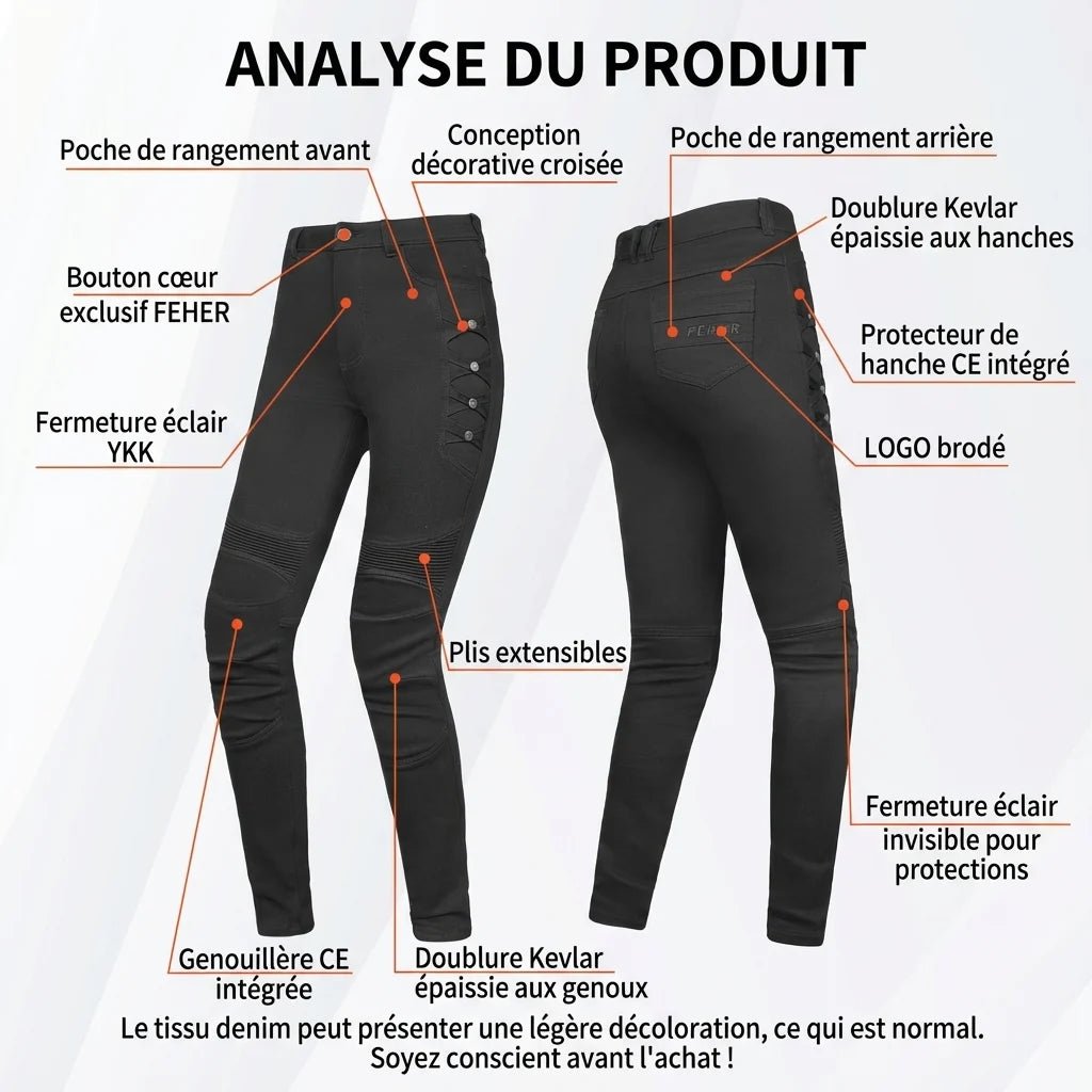 Pantalon Moto Femme Kevlar & Imperméable | RIDERIA™ - LE PRATIQUE DU MOTARD