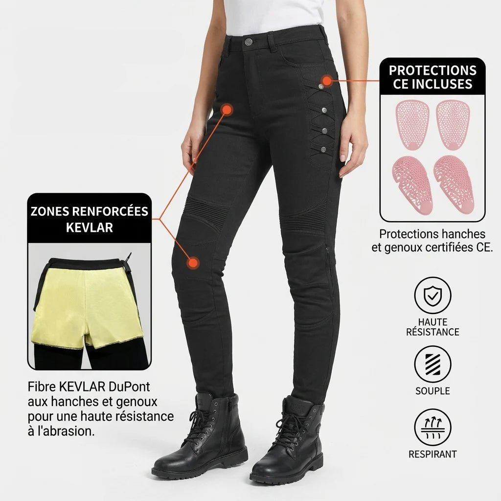 Pantalon Moto Femme Kevlar & Imperméable | RIDERIA™ - LE PRATIQUE DU MOTARD