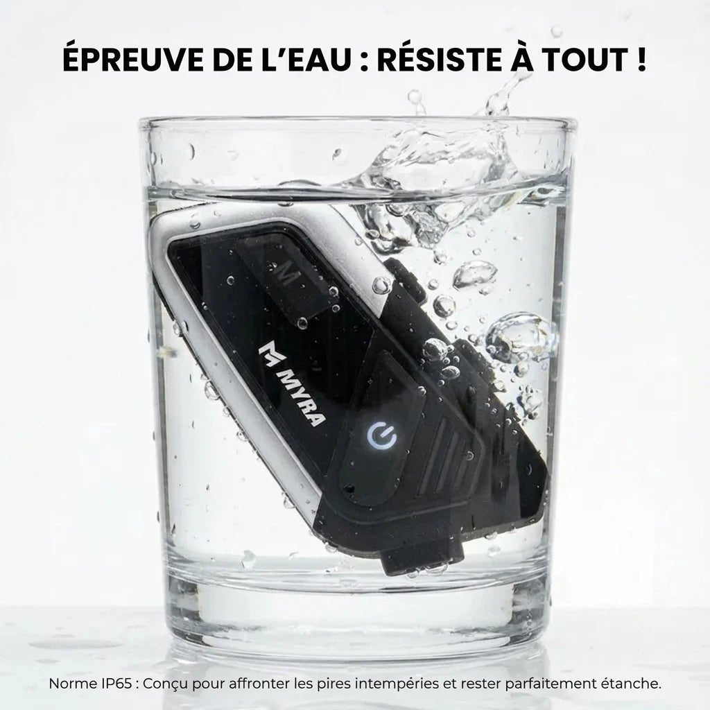 test dans l'eau de Intercom moto duo Myra M500- IP65