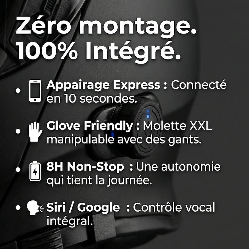 Casque Moto Bluetooth Intégré Modulable - Eight™ Noir (Norme ECE 22 - 06) - LE PRATIQUE DU MOTARD