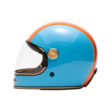 Casque moto Intégral Vintage | Marko™ FULLMOON 2 Bleu Orange - LE PRATIQUE DU MOTARD