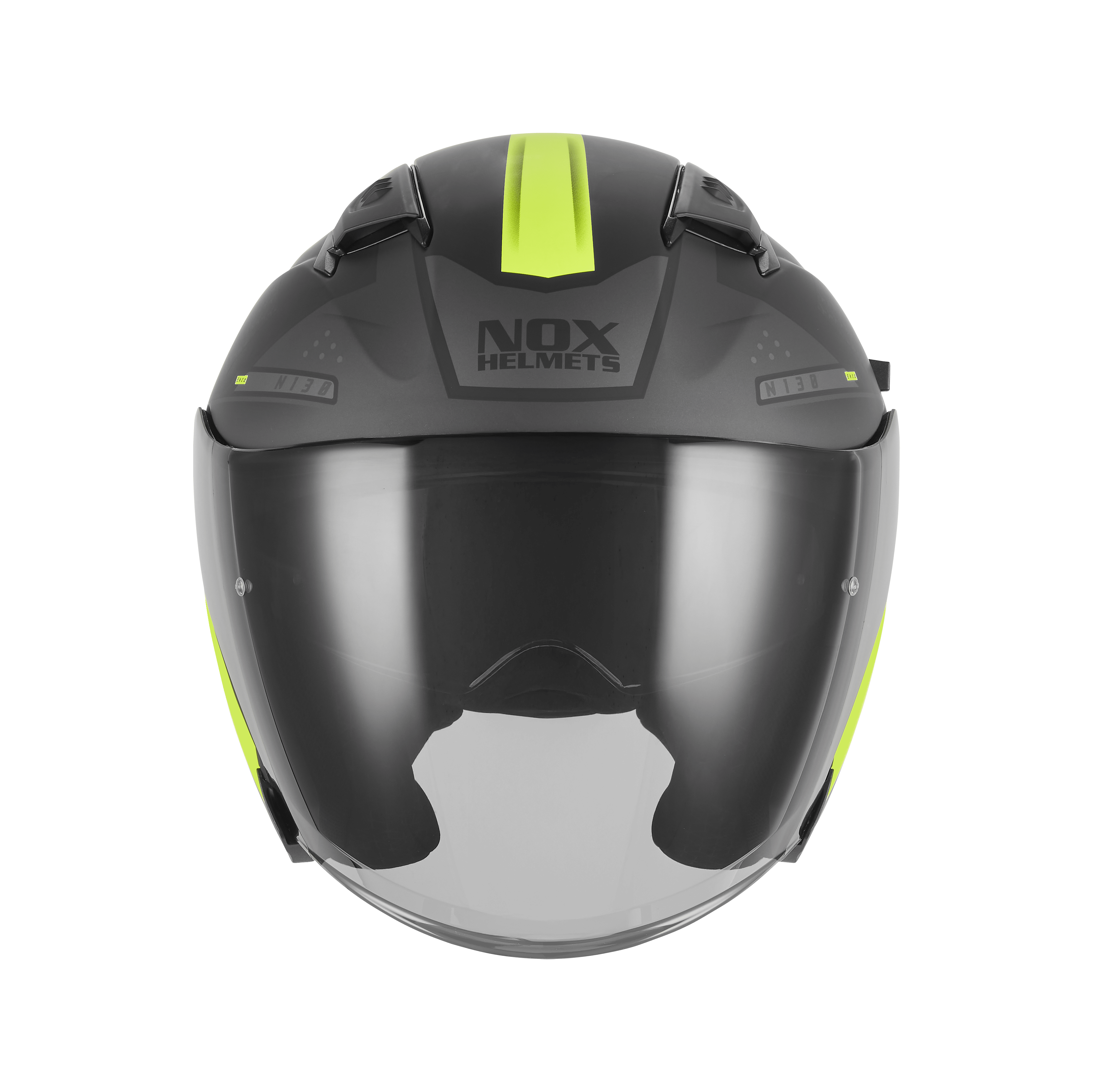 Casque Moto Jet N130 Ekto Noir Mat Jaune Fluo | NOX - LE PRATIQUE DU MOTARD