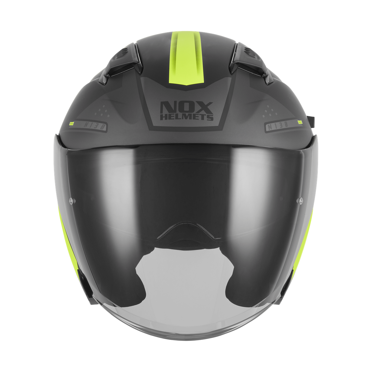 Casque Moto Jet N130 Ekto Noir Mat Jaune Fluo | NOX - LE PRATIQUE DU MOTARD