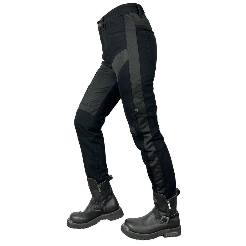 Pantalon moto femme été - VELOZA⹠Noir - LE PRATIQUE DU MOTARD