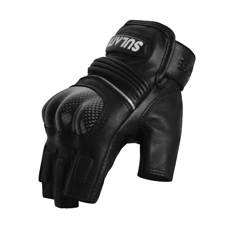 Gants Moto Mitaine Cuir | Coque Carbone 3D & Grip Pro - LE PRATIQUE DU MOTARD