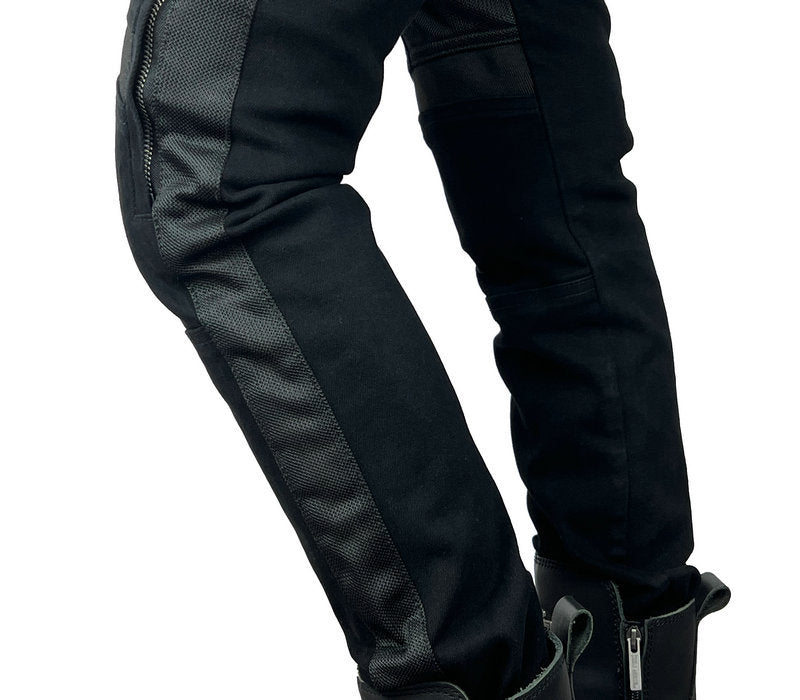 Pantalon moto femme été - VELOZA⹠Noir - LE PRATIQUE DU MOTARD