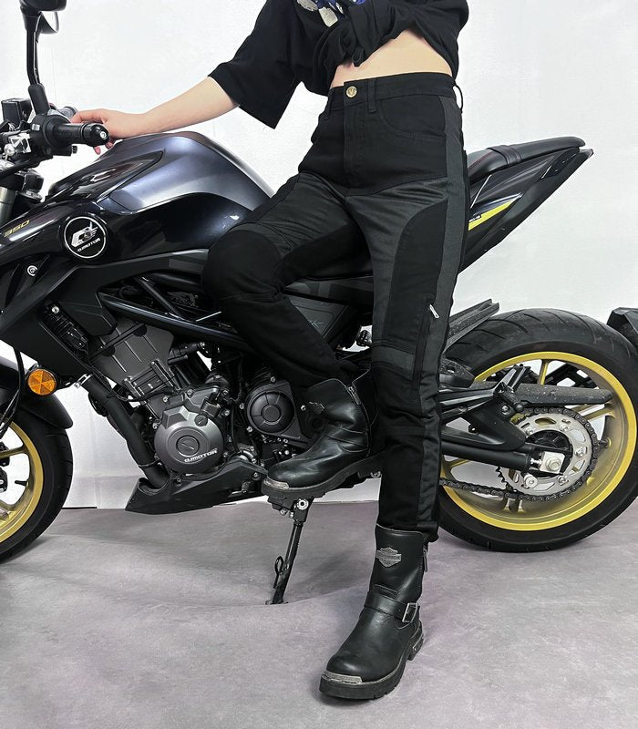 Pantalon moto femme été - VELOZA⹠Noir - LE PRATIQUE DU MOTARD
