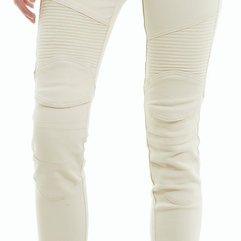 Jeans moto femme Slim - Fit blanc avec taille élastique - LE PRATIQUE DU MOTARD