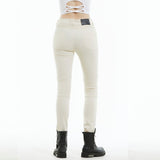 Jeans moto femme Slim - Fit blanc avec taille élastique - LE PRATIQUE DU MOTARD