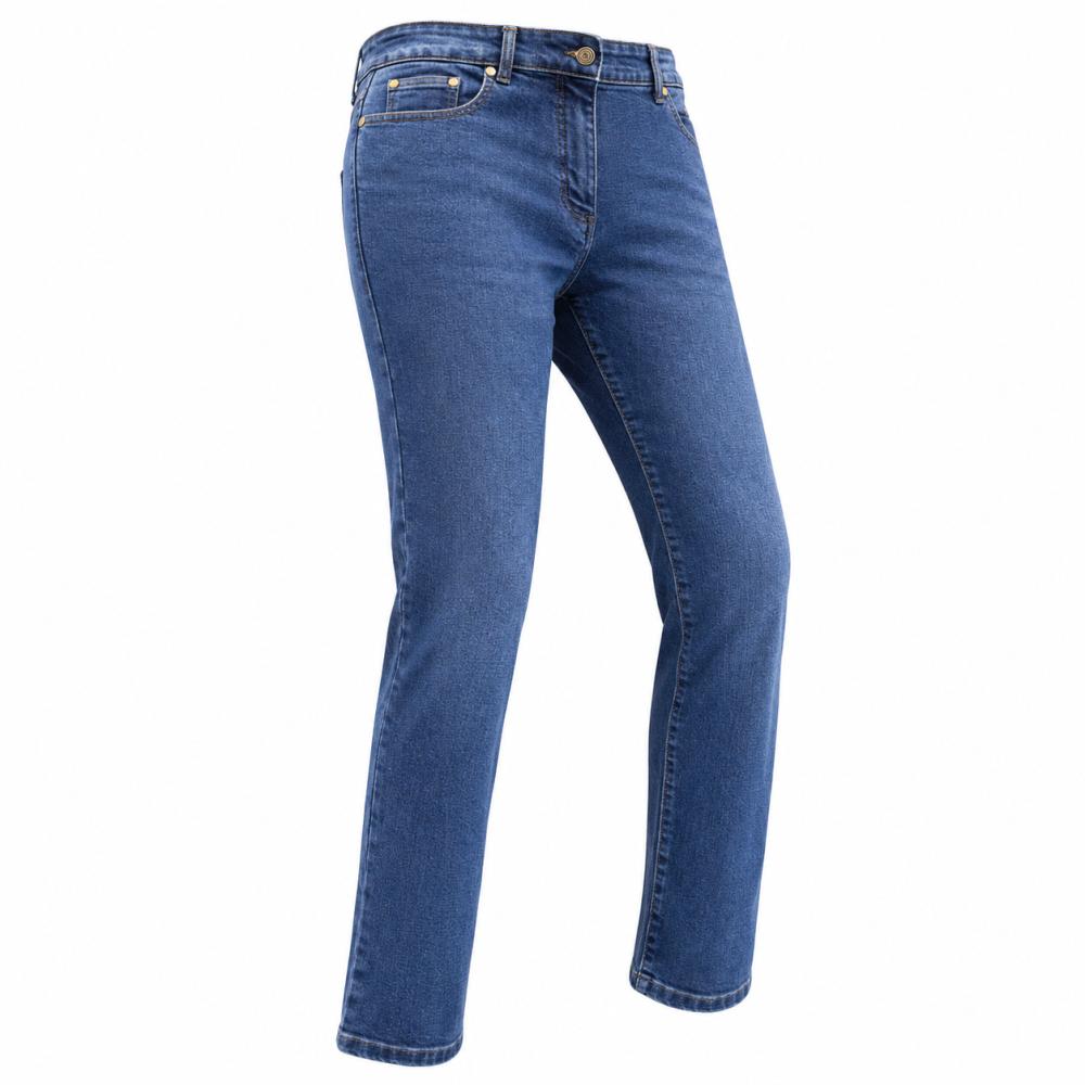 Jean Moto Femme Homologué AA — Coques Genoux et Hanches Incluses — vue de face