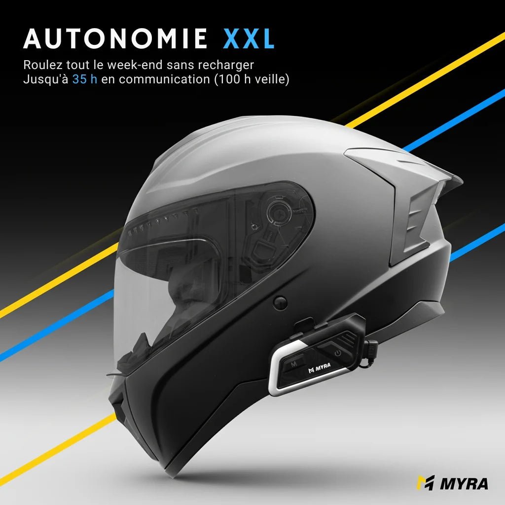 Intercom de casque Moto bluetooth| R - COM™ Myra M500– Bluetooth 5.3, Hi - Fi & Portée 500 m - LE PRATIQUE DU MOTARD
