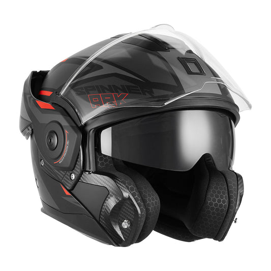 Casque Moto Modulable Spinner Ark Noir Mat Rouge | NOX - LE PRATIQUE DU MOTARD