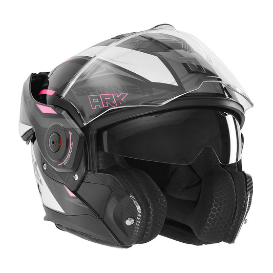 Casque Moto Modulable Spinner Ark Blanc Rose Noir | NOX - LE PRATIQUE DU MOTARD