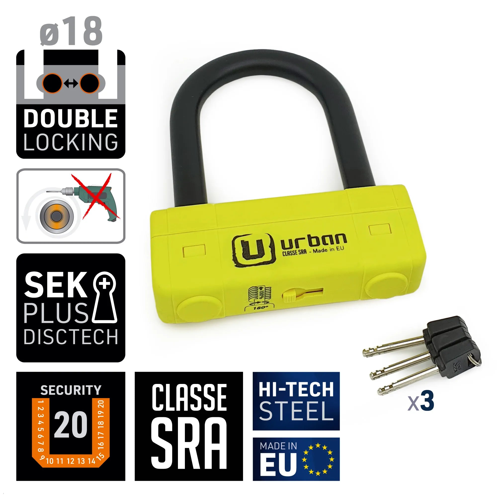 Antivol U - UR85 - ø18 - 85*120 Homologation SRA - LE PRATIQUE DU MOTARD