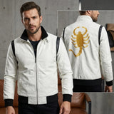 Blouson Biker "Scorpion Legend" – Blanc Matelassé & Broderie Or