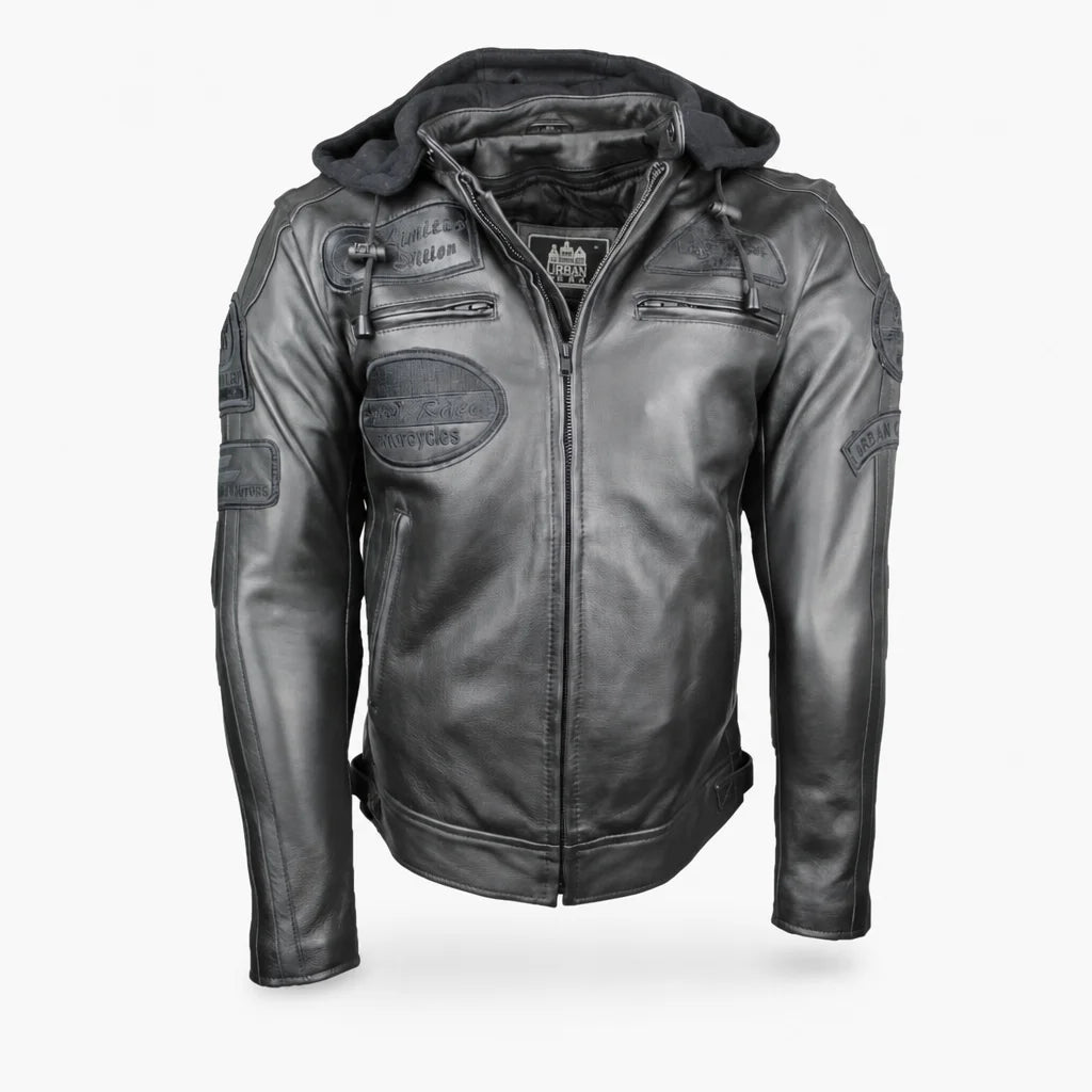 Blouson moto Cuir Homme : CAFE RACER VINTAGE BLACK EDITION : packshot