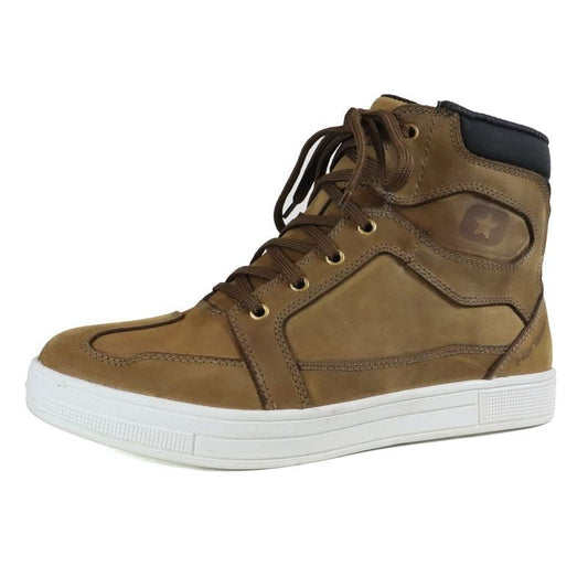 Basket Moto Homme Harisson Branco Marron Semelle Blanche — Waterproof Cuir CE - LE PRATIQUE DU MOTARD