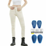 Jeans moto femme Slim - Fit blanc avec taille élastique - LE PRATIQUE DU MOTARD