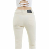 Jeans moto femme Slim - Fit blanc avec taille élastique - LE PRATIQUE DU MOTARD