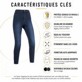 Pantalon Moto Femme Taille Haute Kevlar et Genouillères CE2 | JEGGINGS Indigo SKADI™