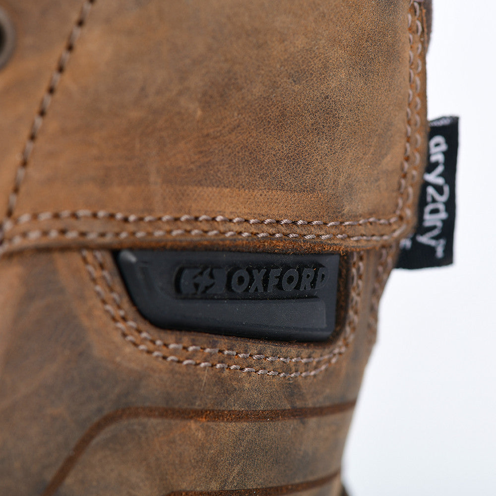 Bottes Moto Homme Oxford Kickback — Cuir Imperméable Casual Montant, Marron