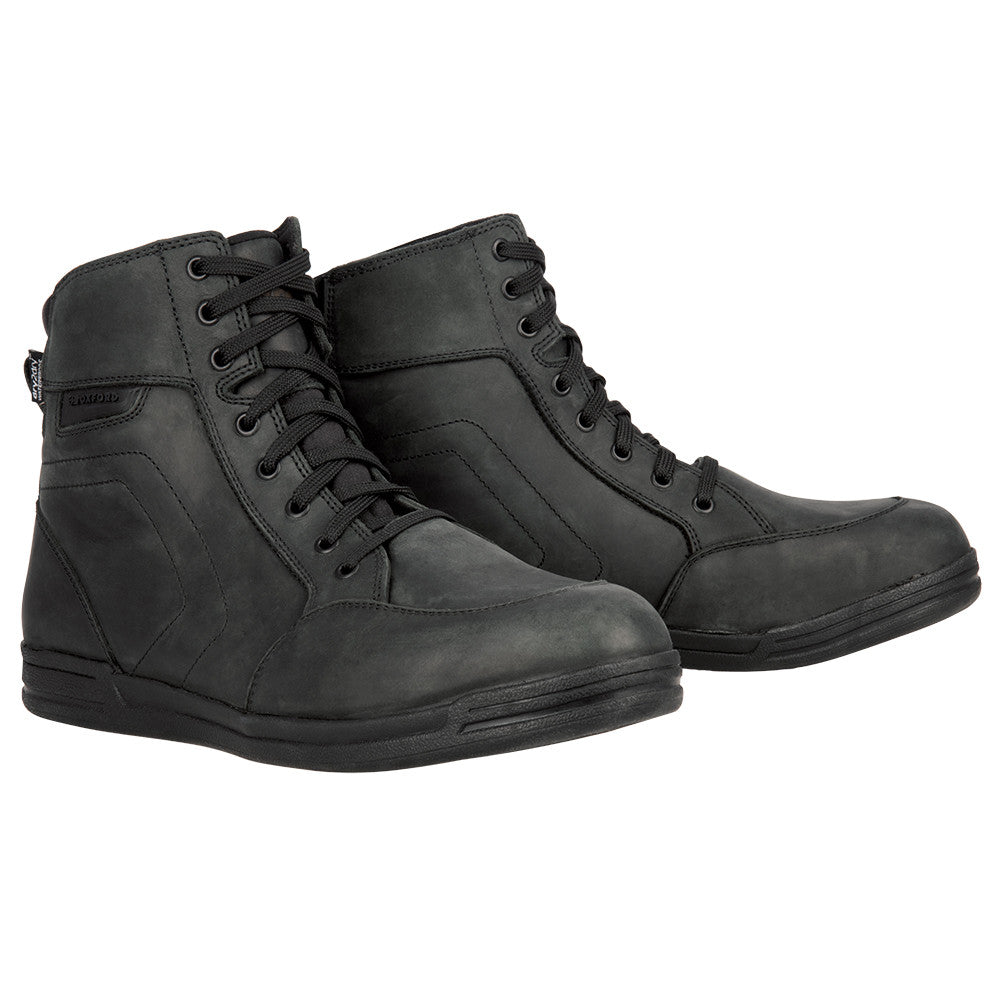Bottes Moto Homme Oxford Kickback — Cuir Imperméable Casual Montant, Noir