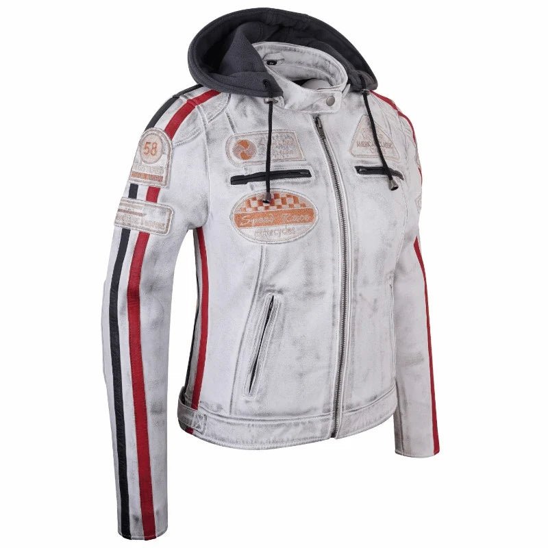 Blouson cuir moto rétro chic pour femme | LEGENDARY 58™ - LE PRATIQUE DU MOTARD