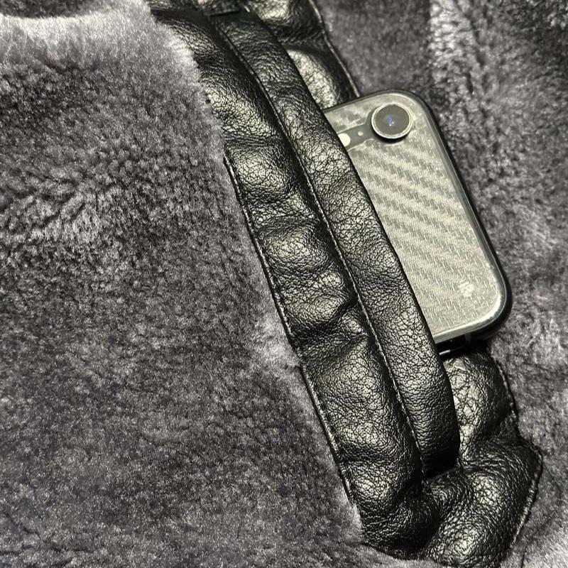 Manteau homme col fourrure- Noir - LE PRATIQUE DU MOTARD